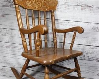 Vintage Wood Small Child Size Rocking Chair