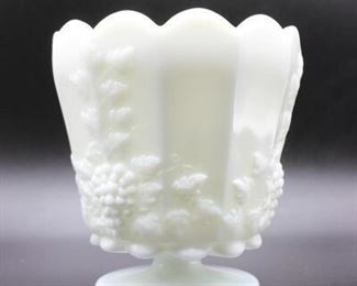 Vintage Westmoreland Milk Glass Paneled Grape Small Planter