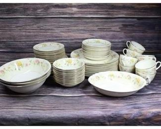 Vintage Retro Set of Eggshell Flower Pattern Nautilus Tea Serving Dishware