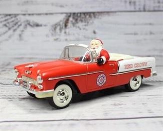 Retro Red Crown Christmas Santa Collectible Chevy Convertible Toy Car