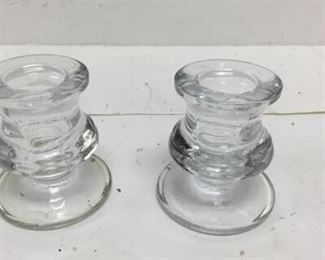 Pair of Small Glass Candlestick Holders