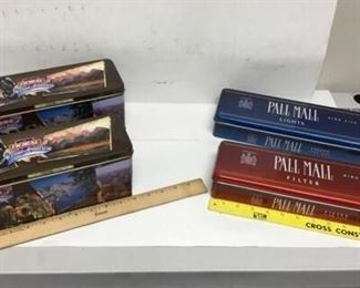 Set of 4 Vintage Cigarette Carton Tin Boxes Pall Mall Dorel