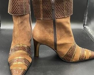 Bellini Tan Brown Suede High Heel Zip Up Boots