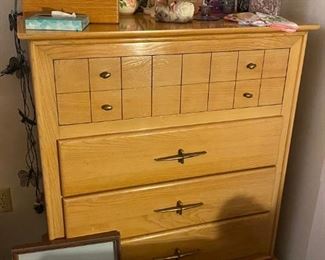 Vintage Ash Wood Tall Boy Dresser in amazing condition