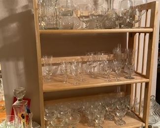 Lot's of etched glassware and some crystal