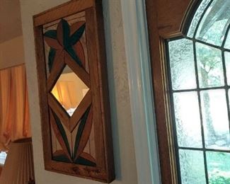 Stained Wooden framed mirror