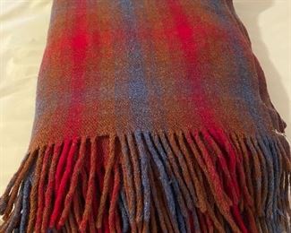 Wool plaid throw