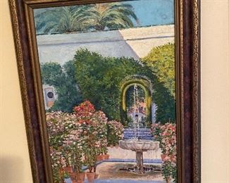 Original oil - Alhambra palace in Spain of the Moorish dynasty. Period of Islamic rule