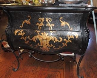 Painted chest: wood and iron