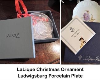 Lalique Christmas Ornament and Ludwingsburg Porcelain Plate