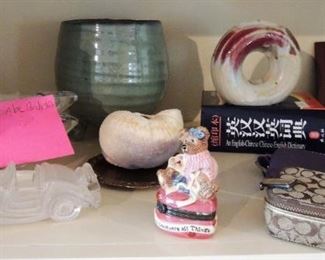 Pottery items, Nambe crystal candle sticks and more