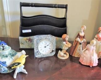 Collectible figurines, birds, teapot