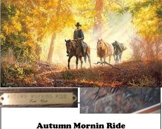 Framed Ltd. Ed art by Tim Cox "Autumn Morning Ride"