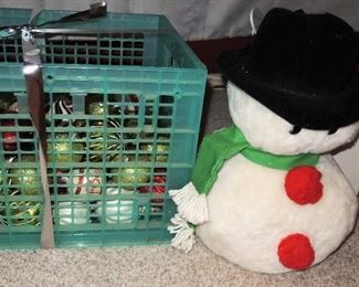 Christmas ornaments and animated snowman