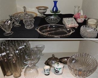 Glass beer bottles, glass and crystal