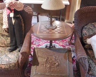 antique checker board table