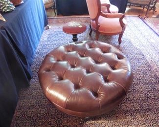 Baker leather ottoman