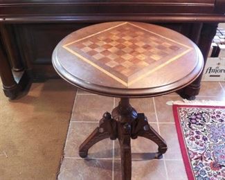 tilt top table with checkerboard