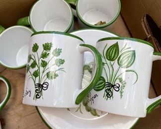 Hand Painted Dishes and Cups, Made in Portugal