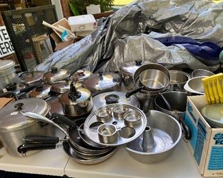 Various pots pans 