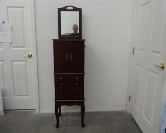 Thomas Pacconi Classics Cherry Deluxe Jewelry Armoire with Mirror