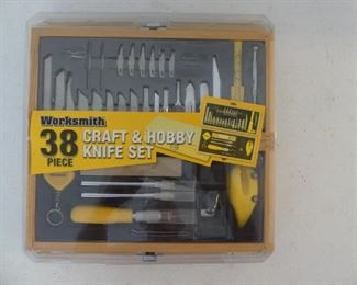  Worksmith 38-Piece Craft & Hobby Knife Set in Wood Case - Never Opened