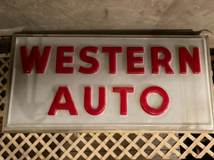 Huge Double Sided Western Auto Sign