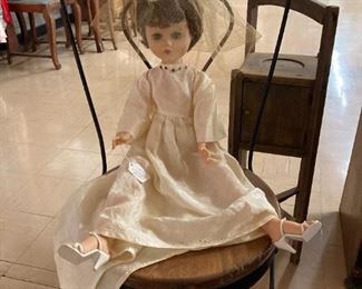 Vintage Wedding Doll & Ice Cream Parlor Chair