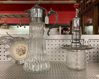 Two Vintage Glass Syrup Dispensers