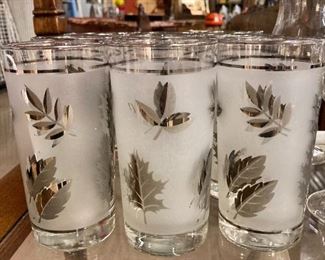 Set of 9 Libbey Silver Leaf Drinking Glasses