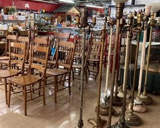 Lot of old chairs and Floor Lamps