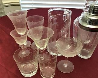 Bamboo Etched Glassware