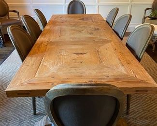 Restoration Hardware Extension Dining Table. As shown, measures 102" L x 39.5" D x 31" H; 28" clearance. Comes with two 18" Extensions Leaves. Photo 1 of 3.