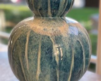 Aqua Double Gourd Lamp. Measures 33" H. Photo 3 of 4. 