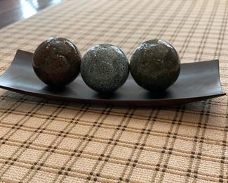 Decorative Spheres on Tray. 