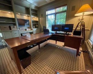 L-Shaped Office Desk. Area without computers measures 84" W x 32" D; portion with computers measures 74" W x 32" D. Photo 1 of 5. 