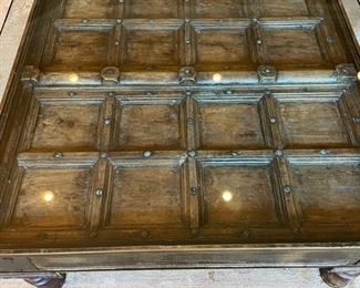 Rustic Glass-Top Cocktail Table. Measures 46" x 46" x 19" H. Photo 4 of 4. 