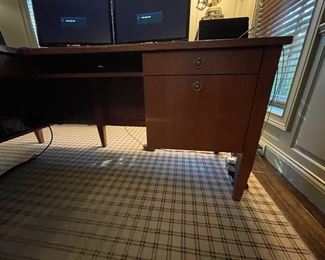 L-Shaped Office Desk. Area without computers measures 84" W x 32" D; portion with computers measures 74" W x 32" D. Photo 3 of 5. 