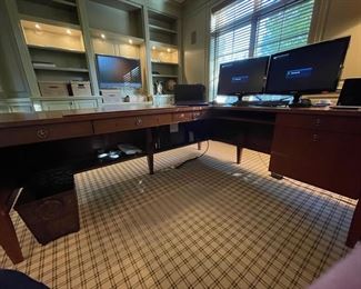 L-Shaped Office Desk. Area without computers measures 84" W x 32" D; portion with computers measures 74" W x 32" D. Photo 2 of 5. 