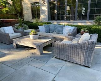 Restoration Hardware Provence Collection - Sofa, Two Lounge Chairs and Ottoman. Teak Cocktail Table and Side Table also available. Photo 1 of 4. 