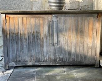 Teak Storage Cabinet - 2 available. Each measures 63" W x 30" D x 37" H.