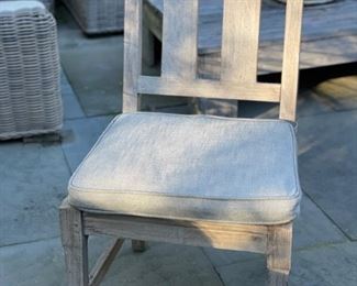 Restoration Hardware Teak Dining Table Set with 8 Chairs with Cushions. Table measures 6' D.  Photo 2 of 3. 