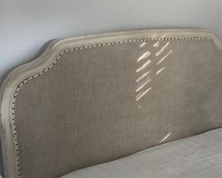 Restoration Hardware Kids Limed Oak Full-Size Bed Frame with Upholstered Linen Headboard. Photo 1 of 3. 
