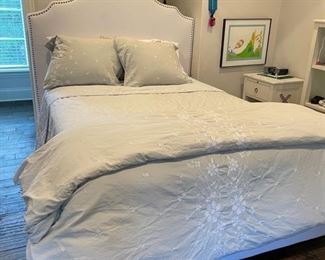 Restoration Hardware Kids Full Size Upholstered Bed Frame with Nailhead Trim. Photo 1 of 2. 