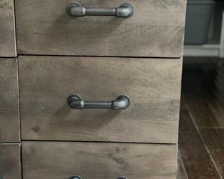 Waterfall-Edge Wood Desk with Two 3-Drawer Cabinets. Desk Measures 53"W x 18"D x 31" H.  Cabinets measures 18" W x 18" D x 31" H. Photo 4 of 4. 