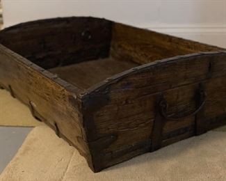 Antique Wood Trough with Metal Handles. Purchased at Pagoda Red. Measures 27" x 35". Photo 1 of 3. 