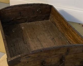 Antique Wood Trough with Metal Handles. Purchased at Pagoda Red. Measures 27" x 35". Photo 3 of 3. 