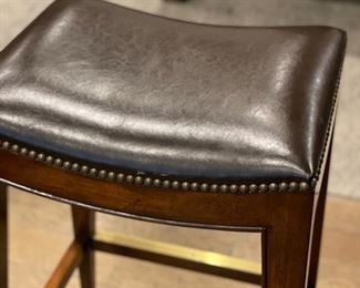 Set of 4 Woodbridge Furniture Leather Barstools with Nailhead Trim - One Shown. Seat Height: 30." Photo 2 of 2. 