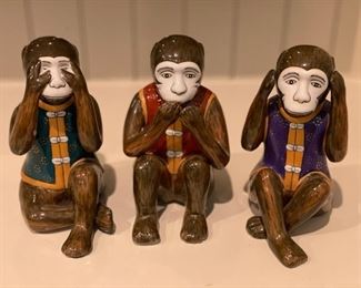 Chinese Porcelain See No Evil, Speak No Evil, Hear No Evil Monkey Set. Photo 1 of 2. 