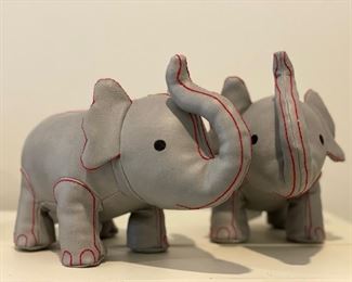 Pair of Leather Elephants. 